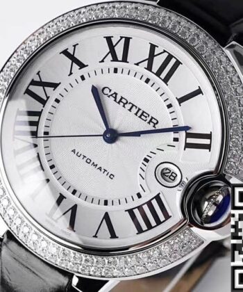 Cartier Ballon Bleu 42MM Diamond Silver Dial Watch AF Factory