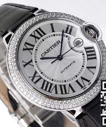 Cartier Ballon Bleu 42MM Diamond Silver Dial Watch AF Factory