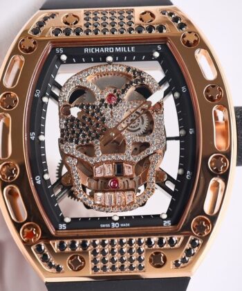 CN Richard Mille RM052 Rose Gold Black Diamond Case Watch