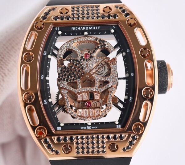 CN Richard Mille RM052 Rose Gold Black Diamond Case Watch