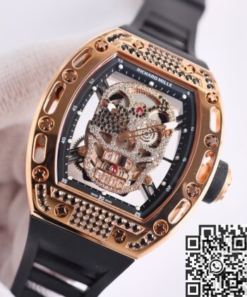 CN Richard Mille RM052 Rose Gold Black Diamond Case Watch