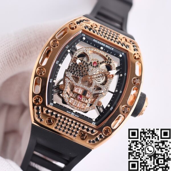 CN Richard Mille RM052 Rose Gold Black Diamond Case Watch