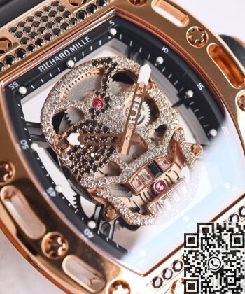 CN Richard Mille RM052 Rose Gold Black Diamond Case Watch
