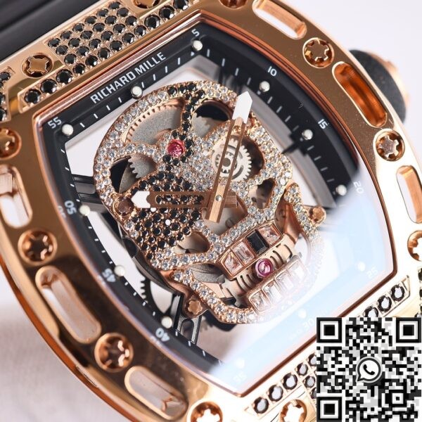 CN Richard Mille RM052 Rose Gold Black Diamond Case Watch
