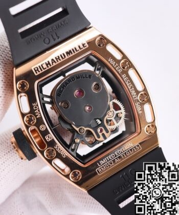 CN Richard Mille RM052 Rose Gold Black Diamond Case Watch