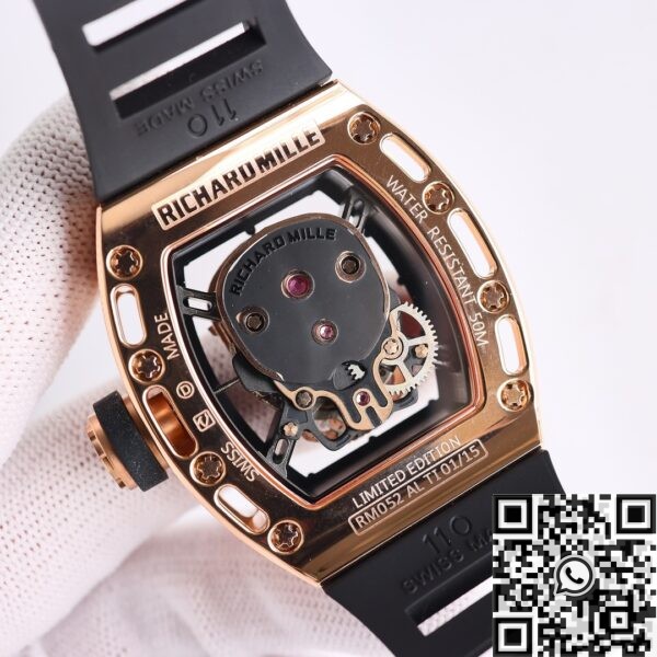 CN Richard Mille RM052 Rose Gold Black Diamond Case Watch