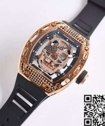 CN Richard Mille RM052 Rose Gold Black Diamond Case Watch