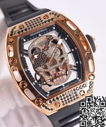 CN Richard Mille RM052 Rose Gold Black Diamond Case Watch