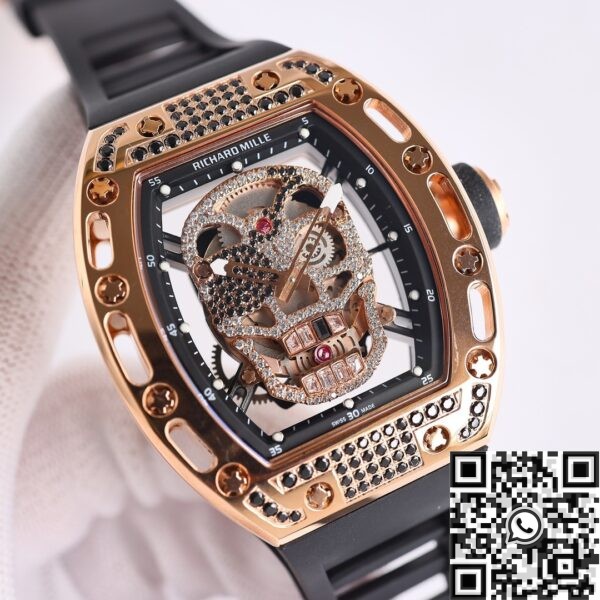CN Richard Mille RM052 Rose Gold Black Diamond Case Watch