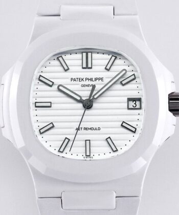 Patek Philippe Nautilus White Dial AET Custom Ceramic Watch