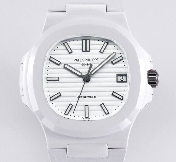 Patek Philippe Nautilus White Dial AET Custom Ceramic Watch