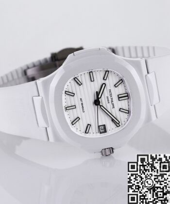 Patek Philippe Nautilus White Dial AET Custom Ceramic Watch