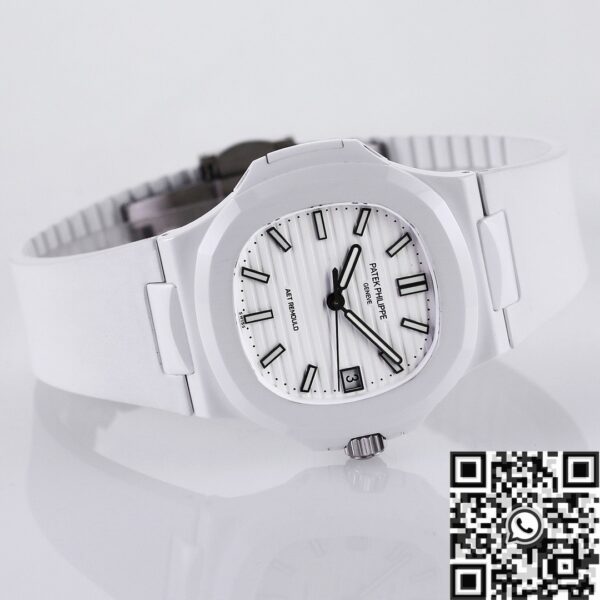Patek Philippe Nautilus White Dial AET Custom Ceramic Watch