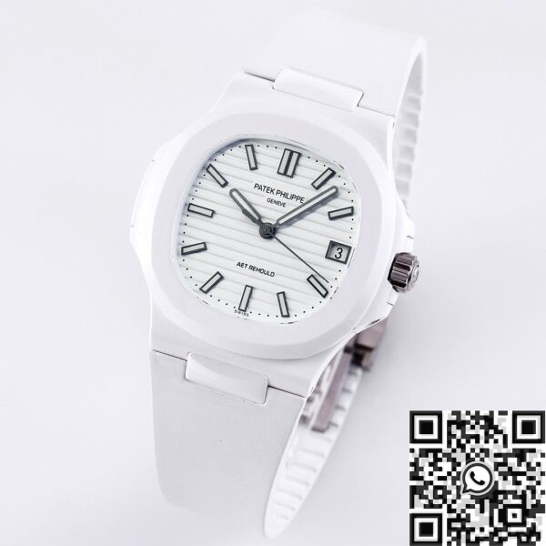 Patek Philippe Nautilus White Dial AET Custom Ceramic Watch
