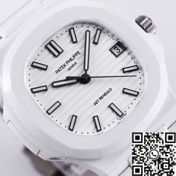 Patek Philippe Nautilus White Dial AET Custom Ceramic Watch