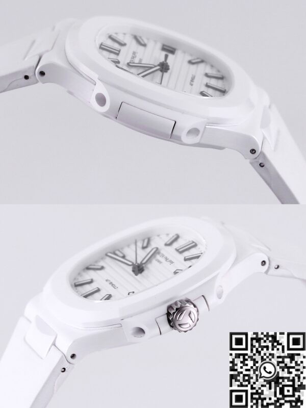 Patek Philippe Nautilus White Dial AET Custom Ceramic Watch