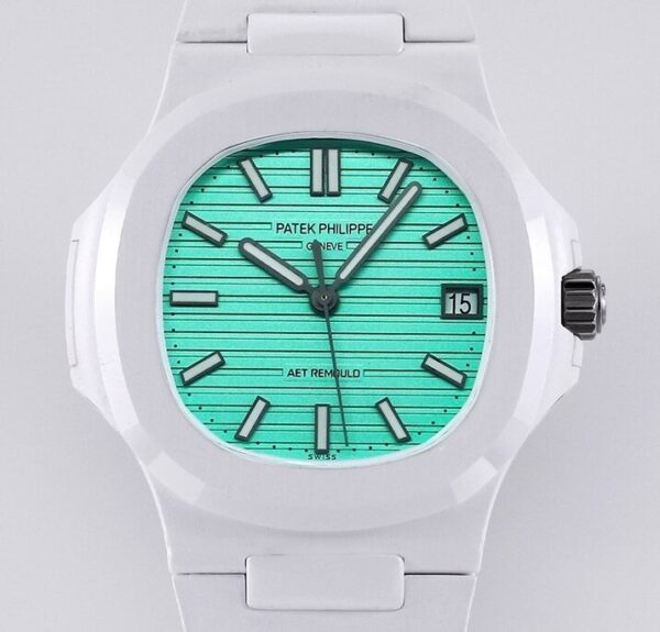 Patek Philippe Nautilus Leather Strap​ AET Custom​ Green White