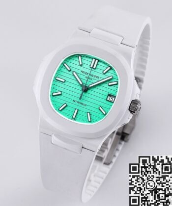 Patek Philippe Nautilus Leather Strap​ AET Custom​ Green White