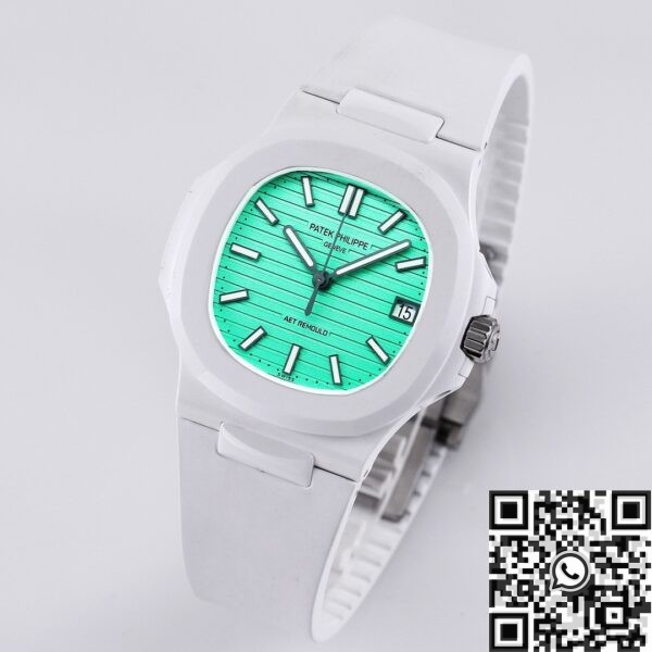 Patek Philippe Nautilus Leather Strap​ AET Custom​ Green White