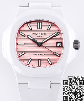 Custom Nautilus AET Patek Philippe Pink Dial White Ceramic