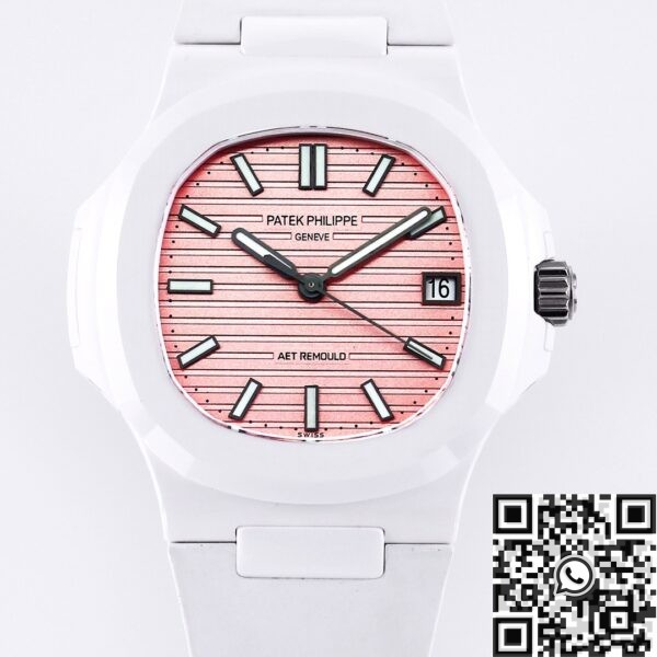 Custom Nautilus AET Patek Philippe Pink Dial White Ceramic