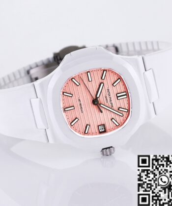 Custom Nautilus AET Patek Philippe Pink Dial White Ceramic