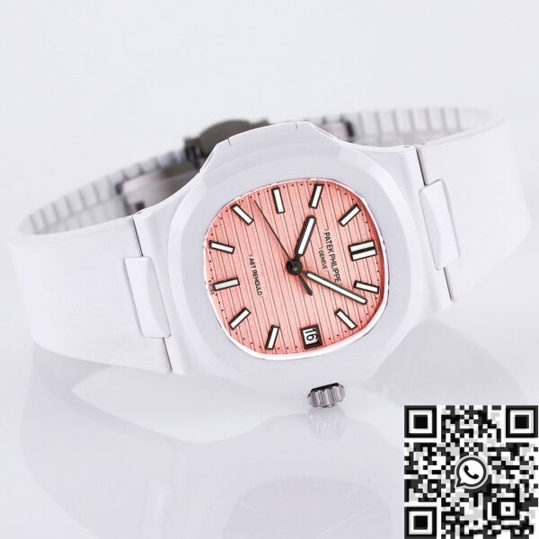 Custom Nautilus AET Patek Philippe Pink Dial White Ceramic