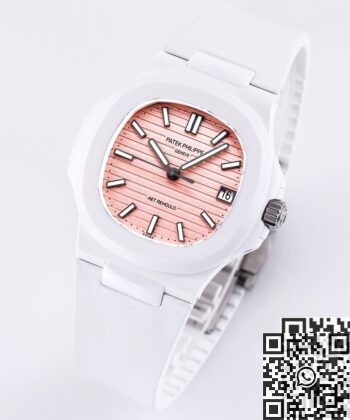 Custom Nautilus AET Patek Philippe Pink Dial White Ceramic