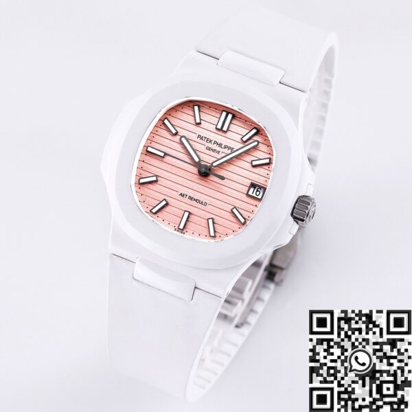 Custom Nautilus AET Patek Philippe Pink Dial White Ceramic