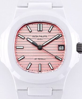 Custom Nautilus AET Patek Philippe Pink Dial White Ceramic