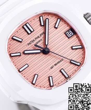 Custom Nautilus AET Patek Philippe Pink Dial White Ceramic