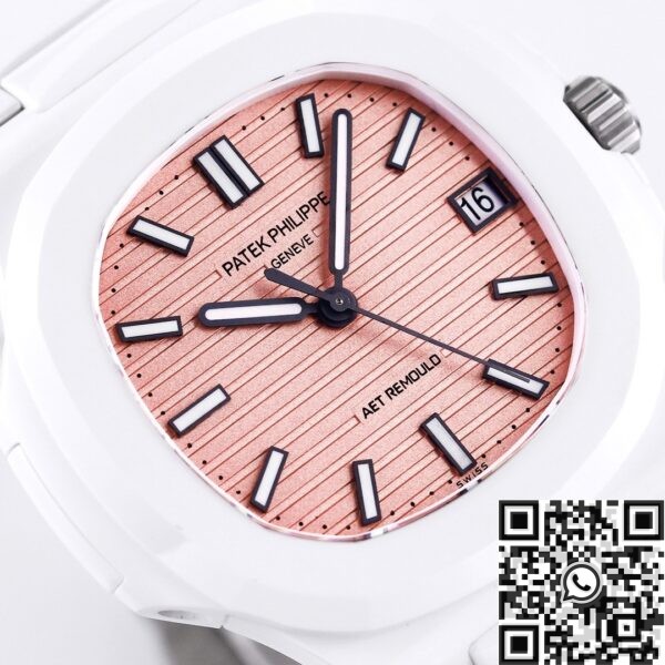 Custom Nautilus AET Patek Philippe Pink Dial White Ceramic