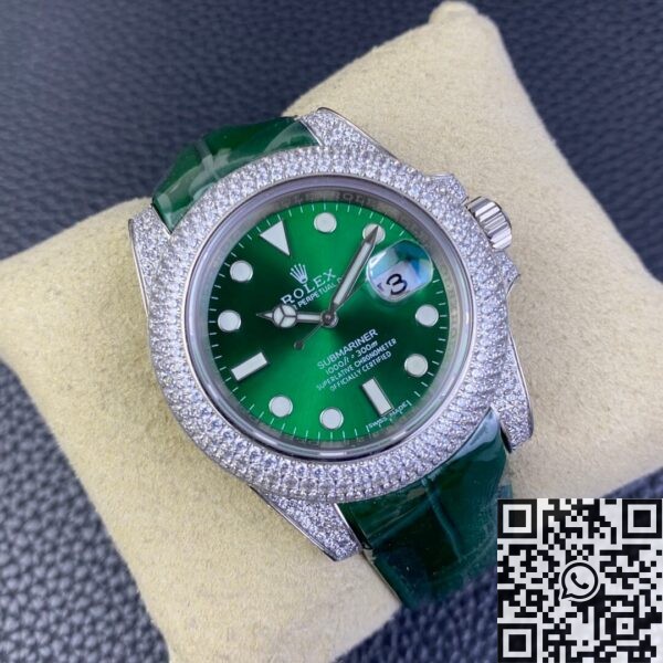 Rolex Submariner Strap IPK Custom Diamond Set Green 40 Watch
