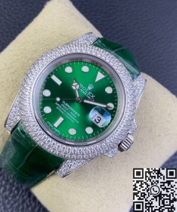 Rolex Submariner Strap IPK Custom Diamond Set Green 40 Watch