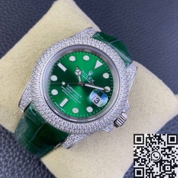 Rolex Submariner Strap IPK Custom Diamond Set Green 40 Watch