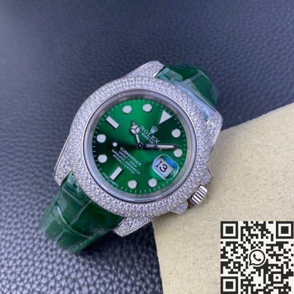 Rolex Submariner Strap IPK Custom Diamond Set Green 40 Watch