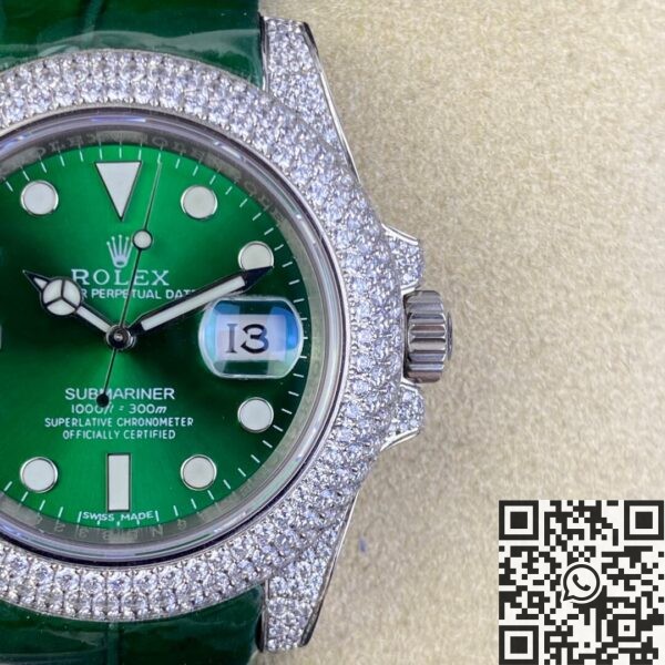 Rolex Submariner Strap IPK Custom Diamond Set Green 40 Watch