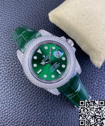 Rolex Submariner Strap IPK Custom Diamond Set Green 40 Watch