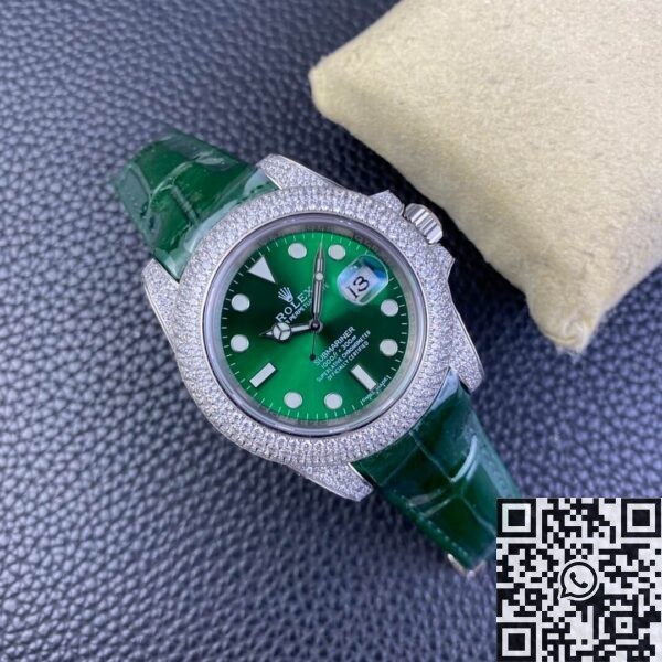 Rolex Submariner Strap IPK Custom Diamond Set Green 40 Watch