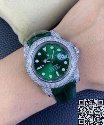 Rolex Submariner Strap IPK Custom Diamond Set Green 40 Watch