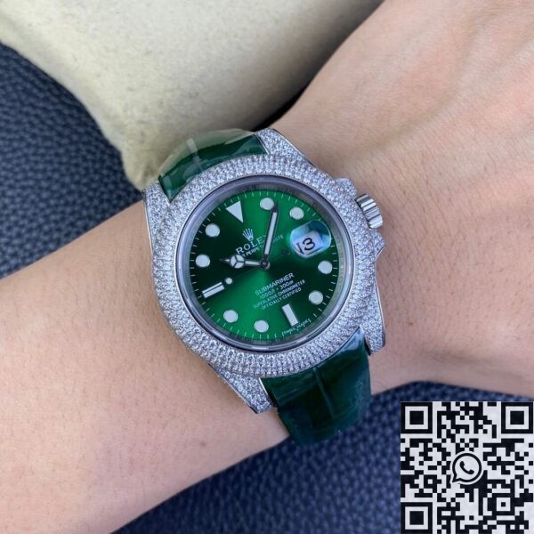 Rolex Submariner Strap IPK Custom Diamond Set Green 40 Watch