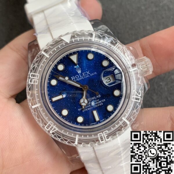 CN Custom Rolex Acrylic Clear Submariner Blue Star Dial 40mm