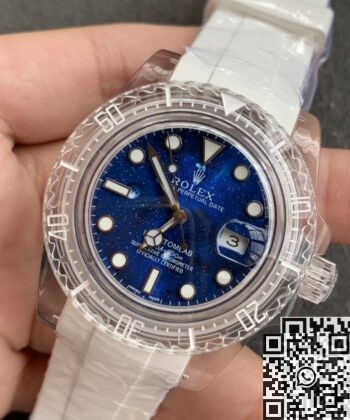 CN Custom Rolex Acrylic Clear Submariner Blue Star Dial 40mm