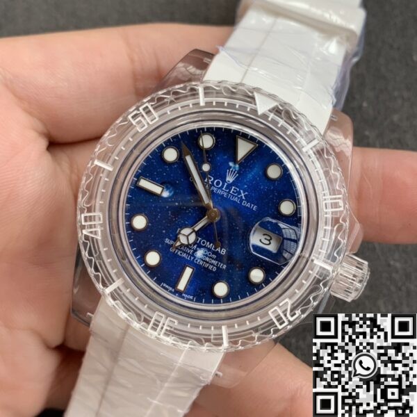 CN Custom Rolex Acrylic Clear Submariner Blue Star Dial 40mm