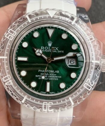 CN Custom Submariner Acrylic Clear Rolex Dark Green Dial 40mm