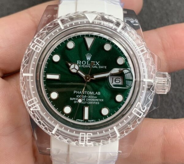 CN Custom Submariner Acrylic Clear Rolex Dark Green Dial 40mm