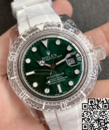 CN Custom Submariner Acrylic Clear Rolex Dark Green Dial 40mm