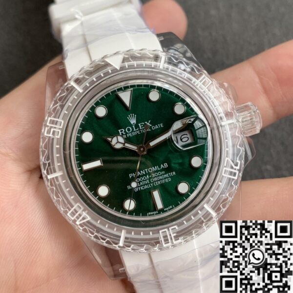 CN Custom Submariner Acrylic Clear Rolex Dark Green Dial 40mm