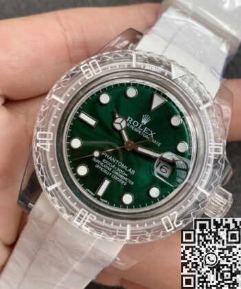 CN Custom Submariner Acrylic Clear Rolex Dark Green Dial 40mm