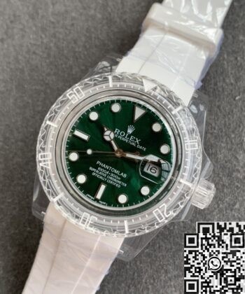 CN Custom Submariner Acrylic Clear Rolex Dark Green Dial 40mm